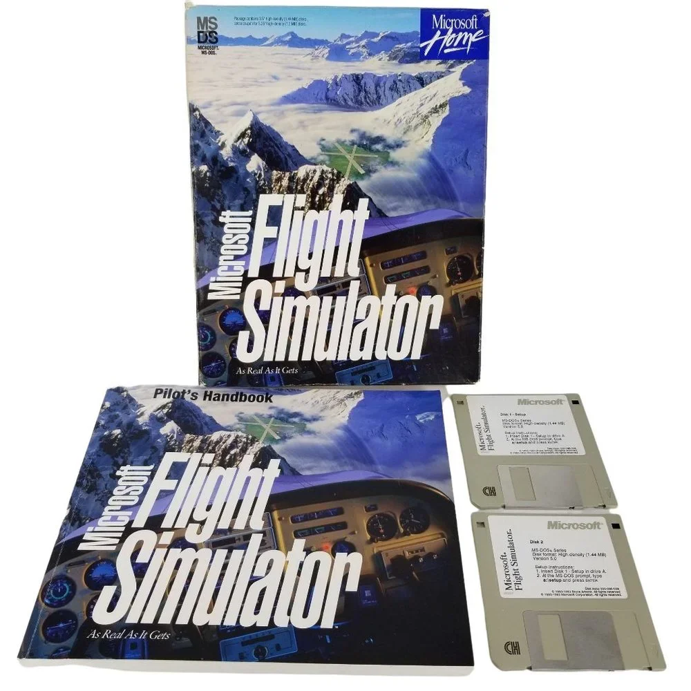 Microsoft Flight Simulator 5.0 PC Hard Disc Handbook Airplane School Computer
